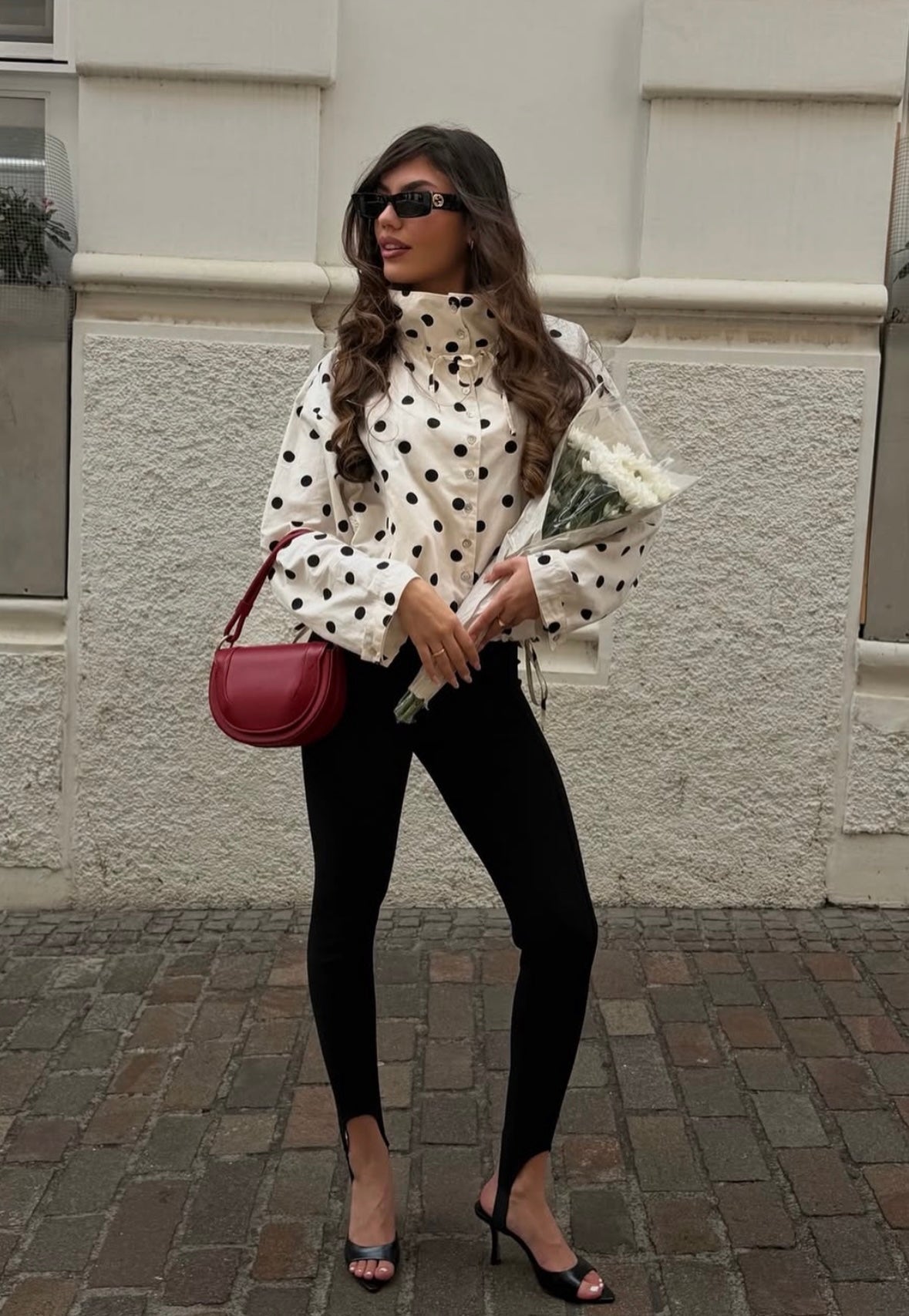 Philomena - Women's Jacket with Polka Dot Print and Puff Sleeves - photo 8