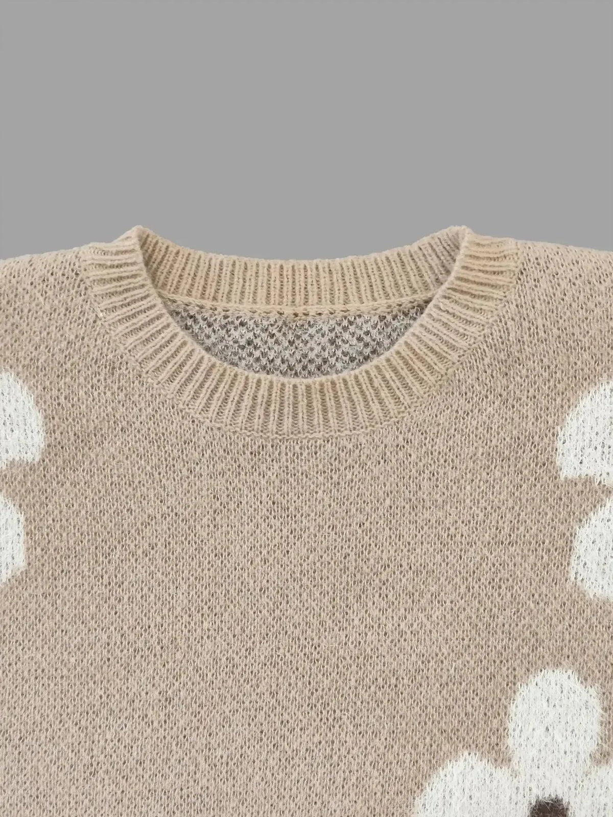 Pierrette - Women's Knitted Jumper with Floral Print and Roll Neck - photo 7