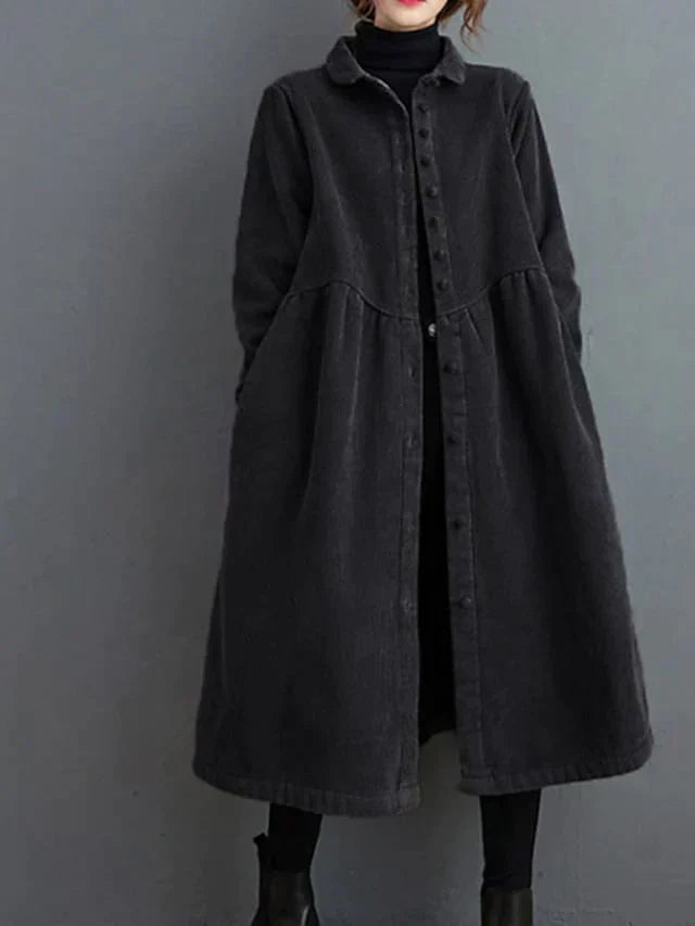 Maryanne - Women's Corduroy Dress with Ribbed Texture