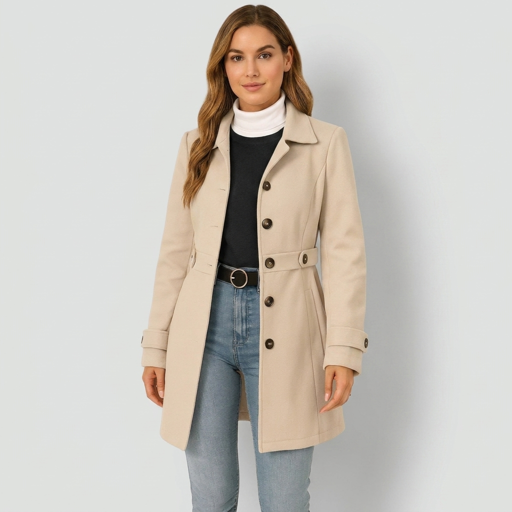 Polly - Women's Trench Coat with Button Front and Side Pockets - photo 5