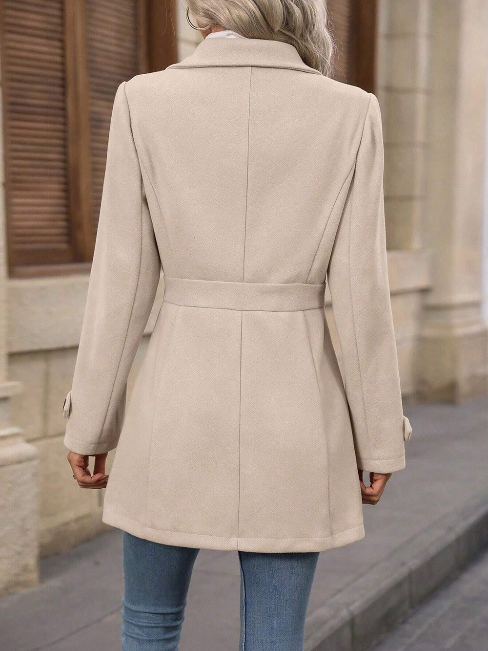 Polly - Women's Trench Coat with Button Front and Side Pockets - photo 7