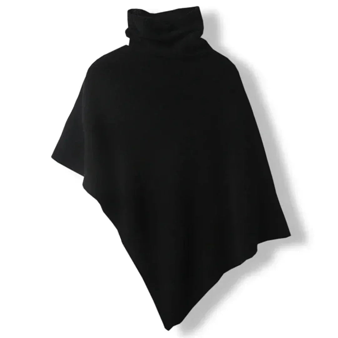 Sabine - Women's Asymmetric Poncho with Roll Neck