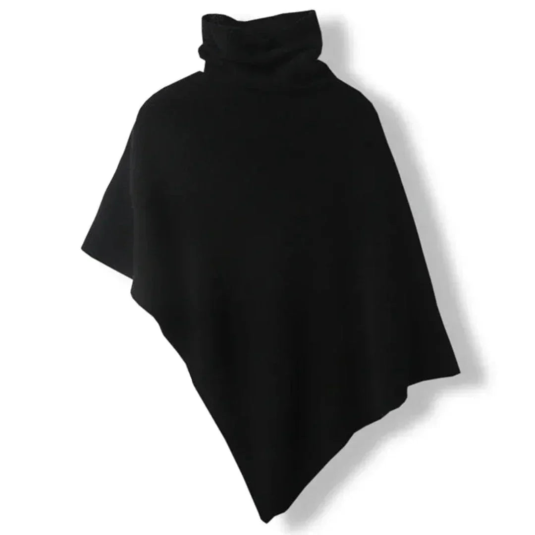 Sabine - Women's Asymmetric Poncho with Roll Neck