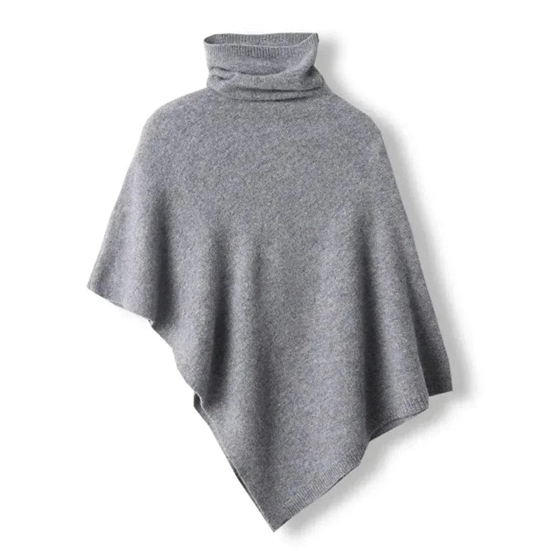 Sabine - Women's Asymmetric Poncho with Roll Neck