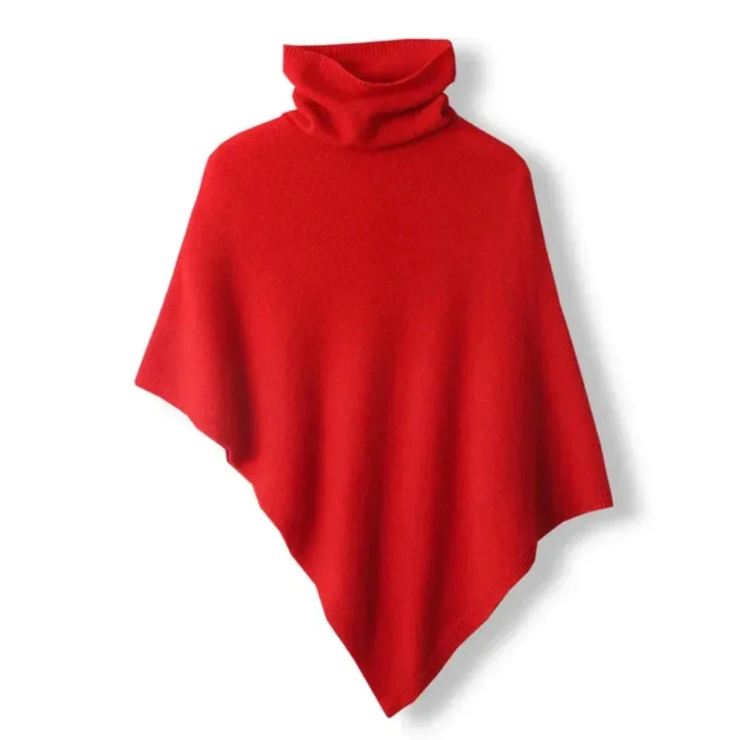Sabine - Women's Asymmetric Poncho with Roll Neck