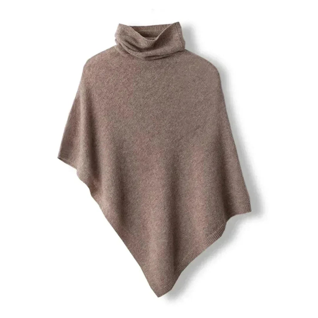 Sabine - Women's Asymmetric Poncho with Roll Neck