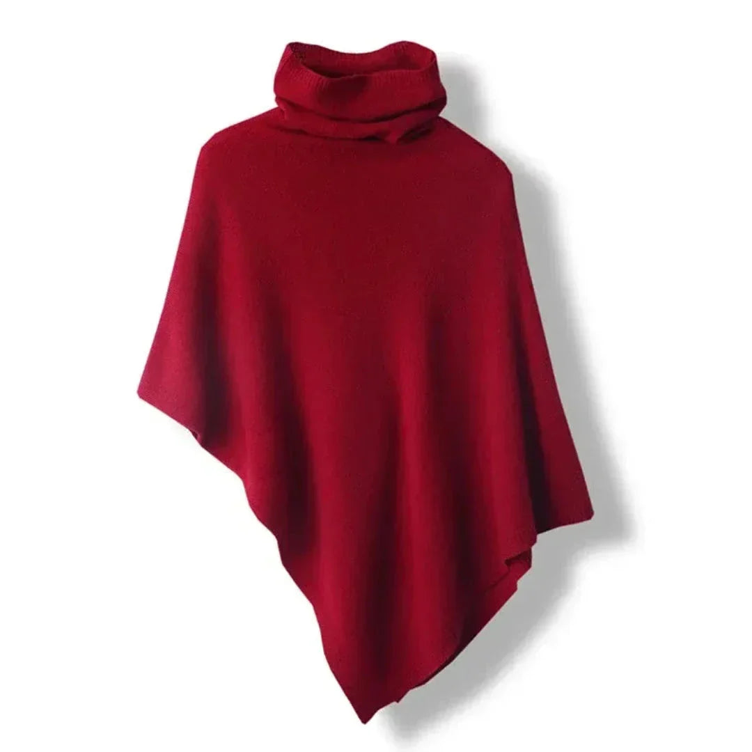 Sabine - Women's Asymmetric Poncho with Roll Neck