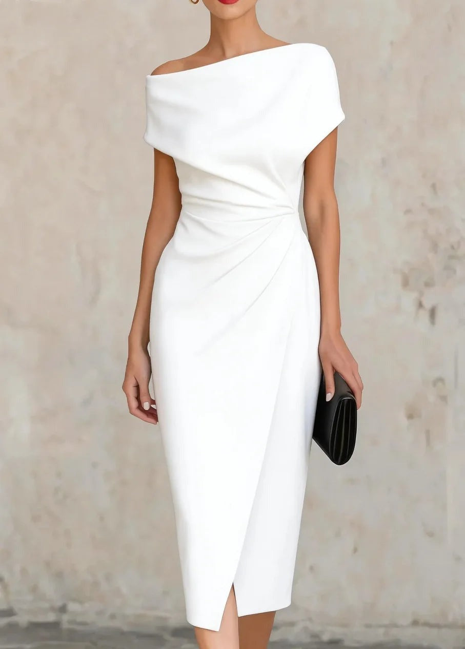 Prisca - Women's Midi Dress with Pleats and Side Split - photo 2