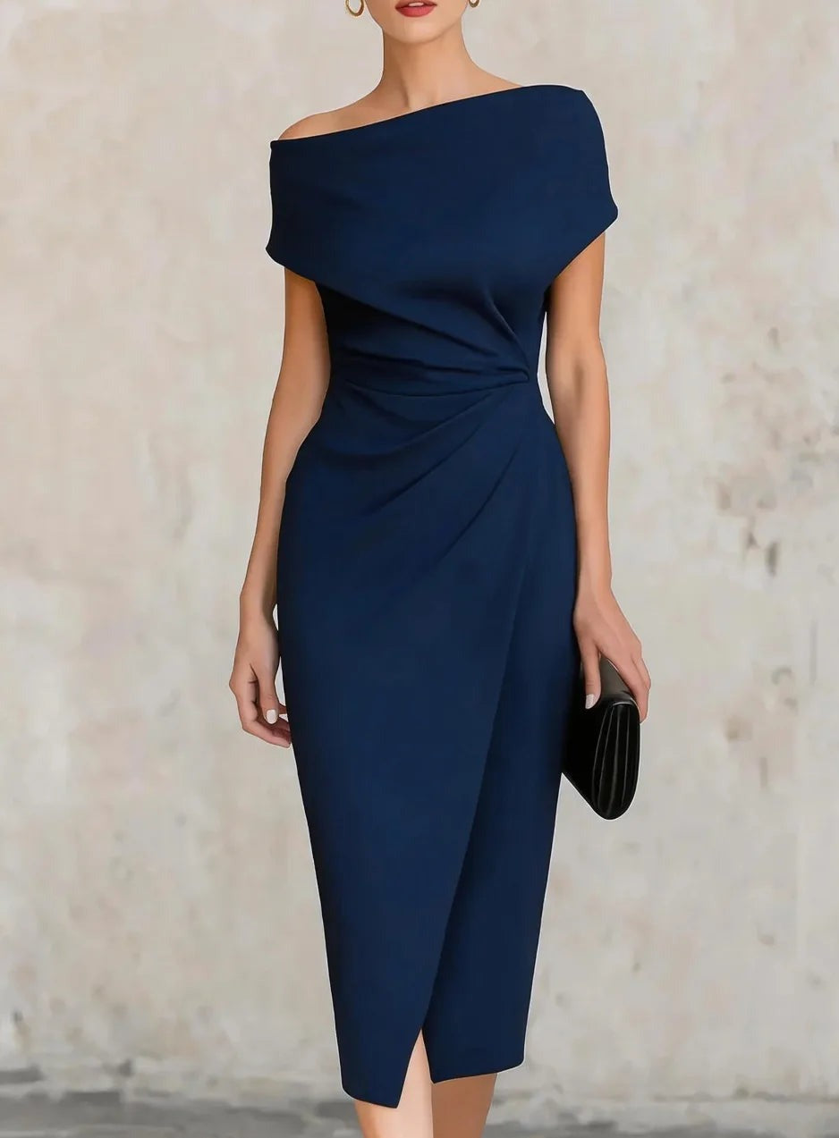 Prisca - Women's Midi Dress with Pleats and Side Split - photo 3