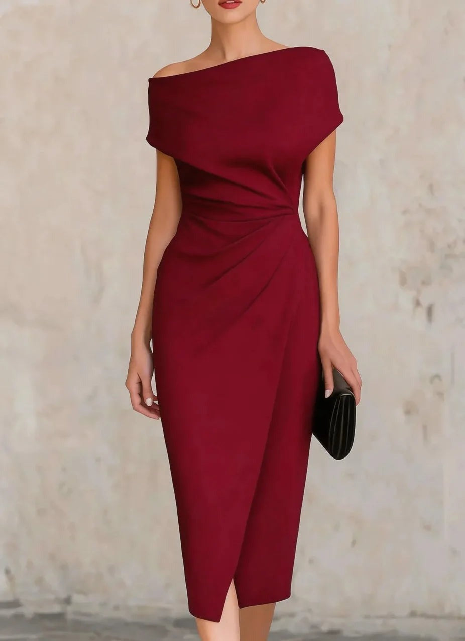 Prisca - Women's Midi Dress with Pleats and Side Split - photo 4