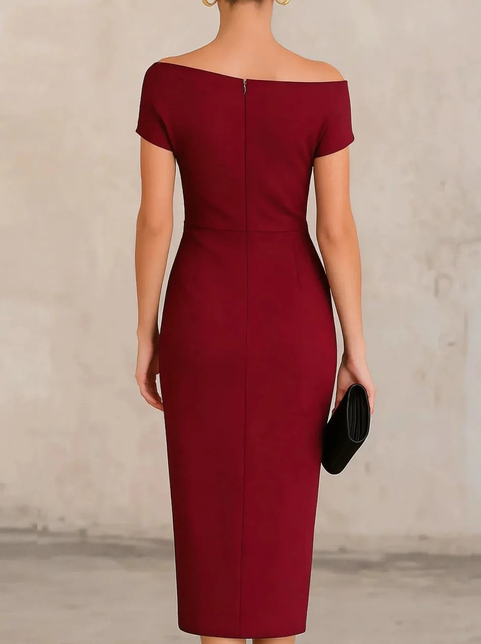 Prisca - Women's Midi Dress with Pleats and Side Split - photo 5