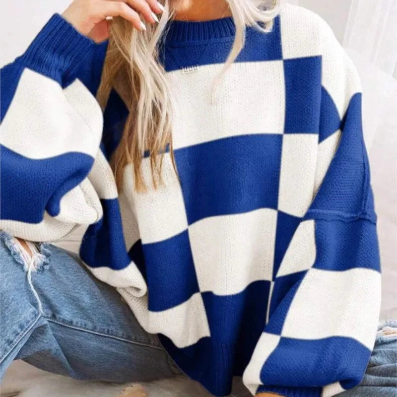Women's Checked Knit Sweater - photo 7