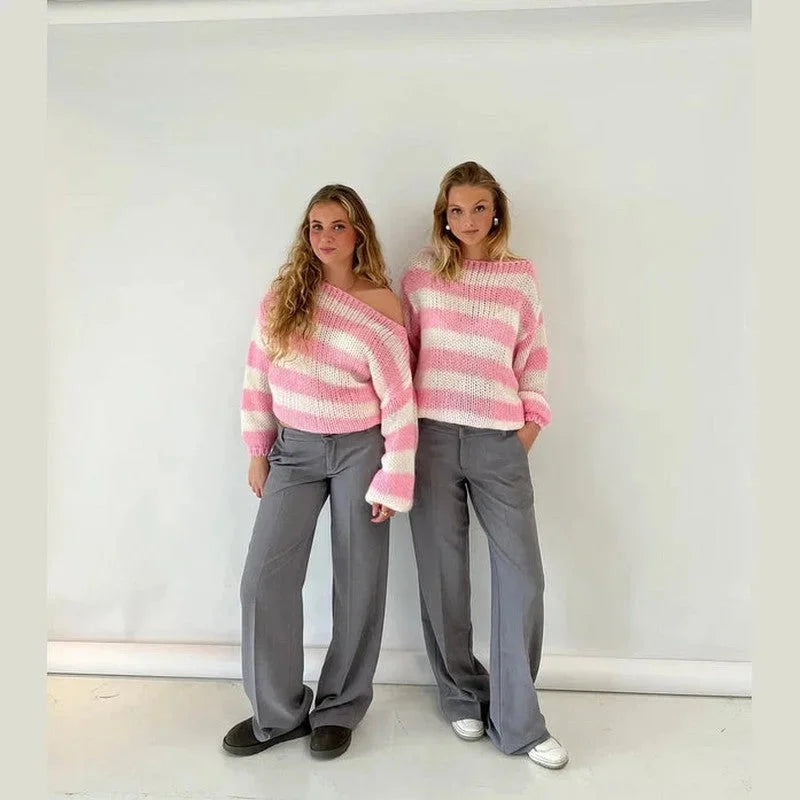 Women's Striped Knit Sweater - photo 10