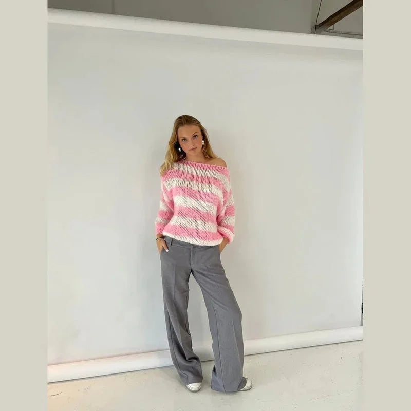 Women's Striped Knit Sweater - photo 7