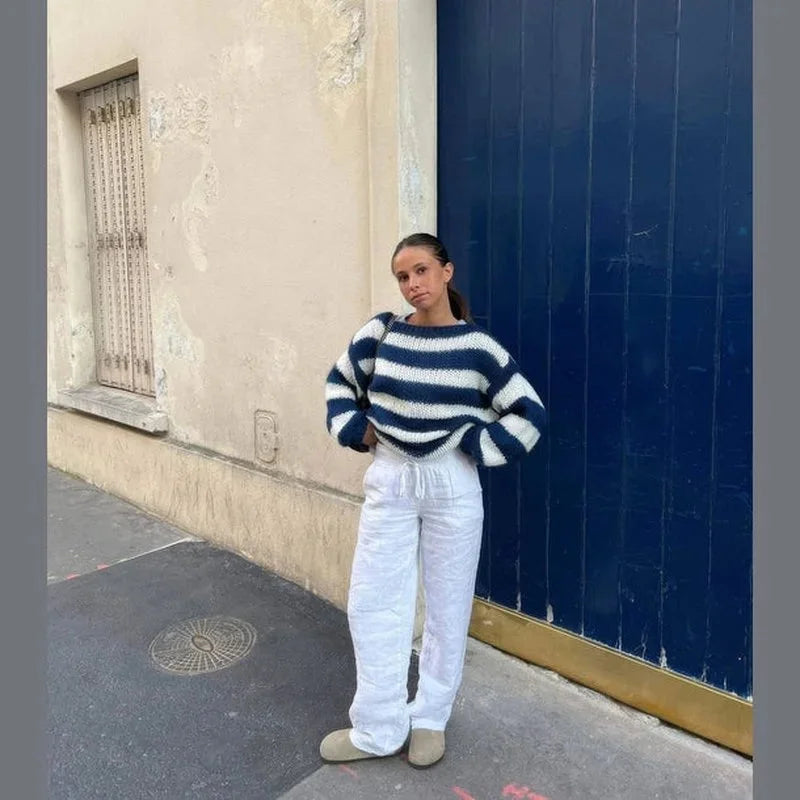 Women's Striped Knit Sweater - photo 5