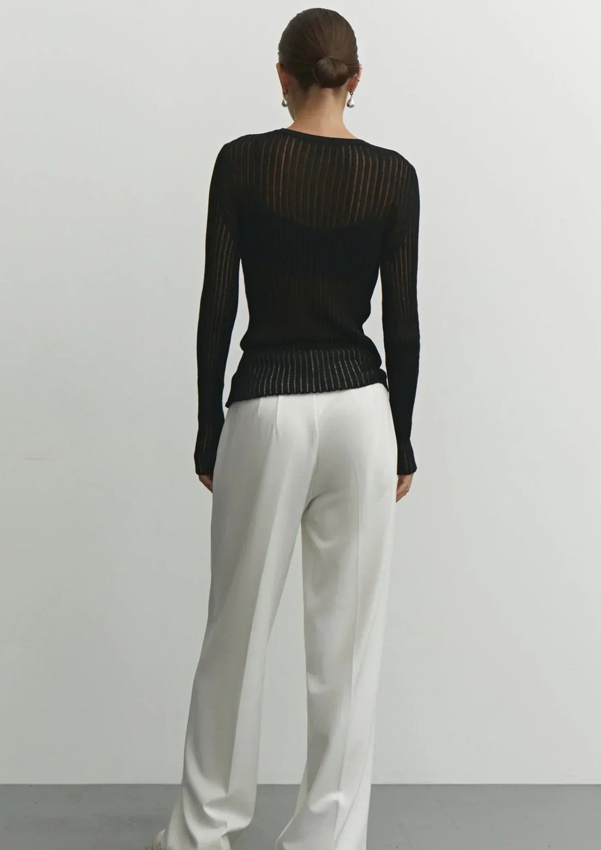 Thea - Women's Sheer Ribbed Knit Casual Style Sweater - photo 4