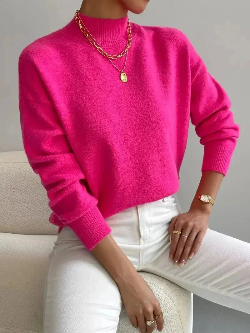 Hannah - Women's high-neck sweater in stretch fabric with long sleeves - photo 6