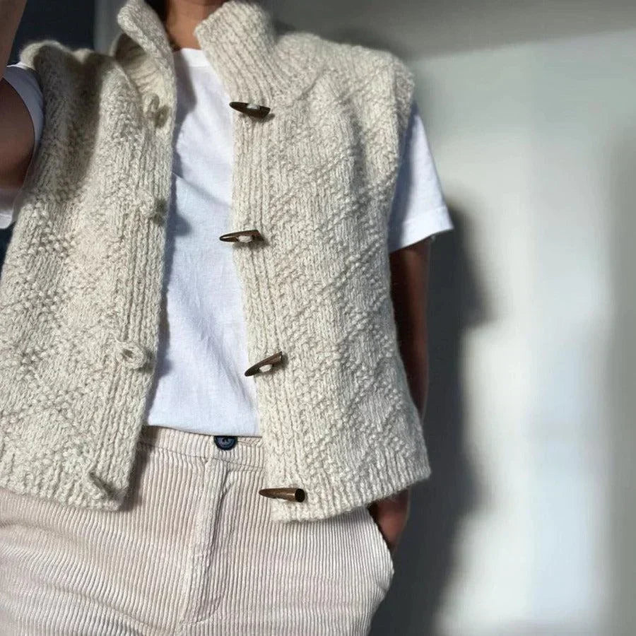 Raphaelle - Women's Gilet with Button Front and Roll Neck - photo 2