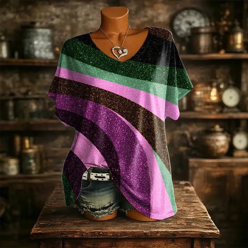 Rhea - Women's V-Neck T-Shirt with Abstract Print - photo 2