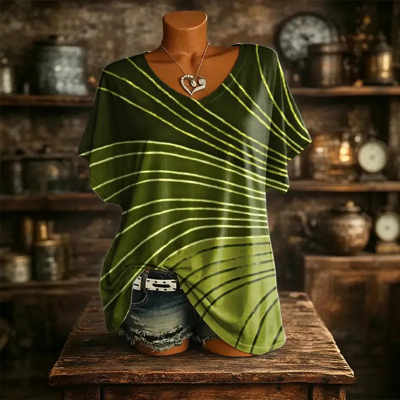 Rhea - Women's V-Neck T-Shirt with Abstract Print - photo 4