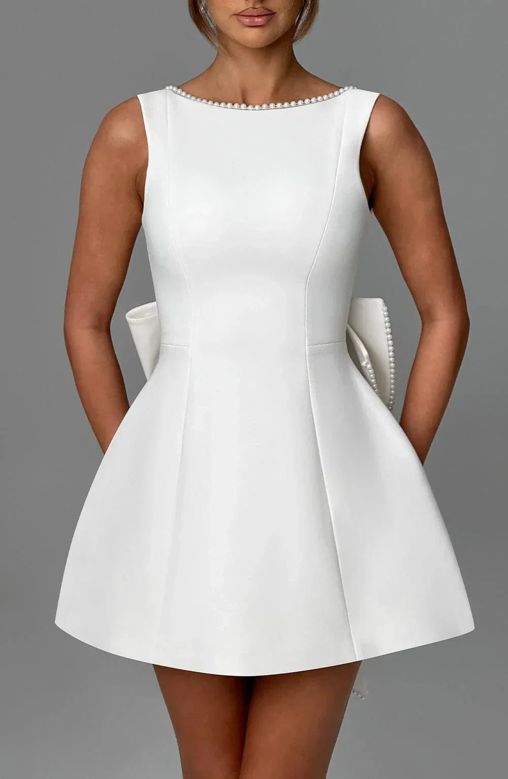 Georgia - Women's short dress with decorative bow at the back - photo 29
