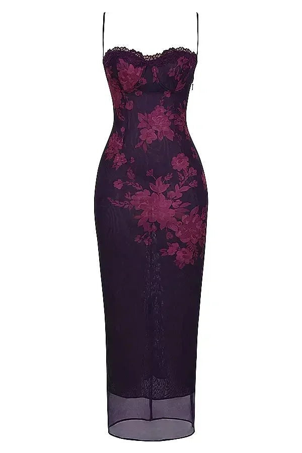 Women's Evening Floral Maxi Dress with Sweetheart Neckline - photo 10