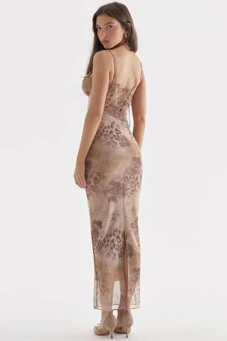 Women's Evening Floral Maxi Dress with Sweetheart Neckline - photo 16