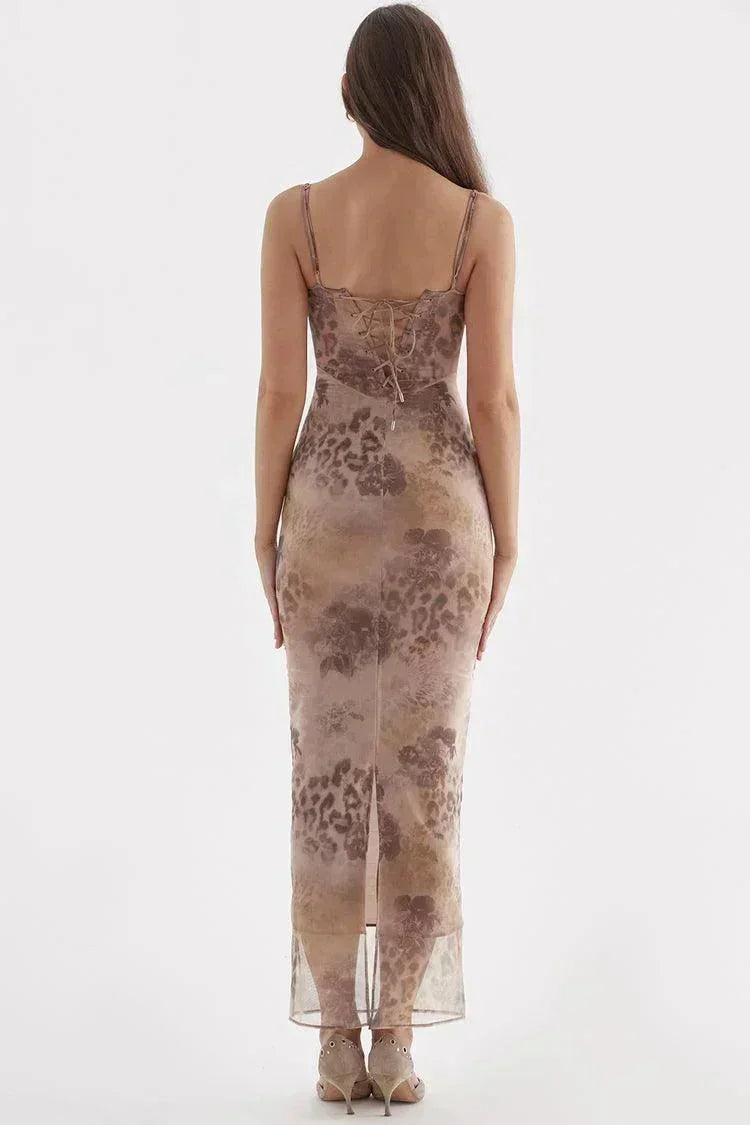 Rochie maxi de seară pentru femei, cu imprimeu floral și decolteu în formă de inimă