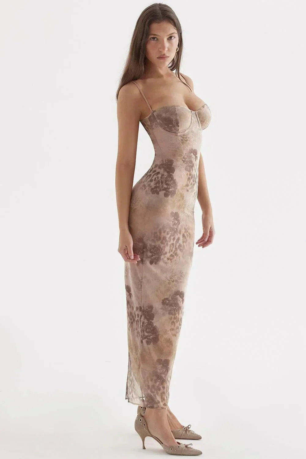 Women's Evening Floral Maxi Dress with Sweetheart Neckline - photo 12