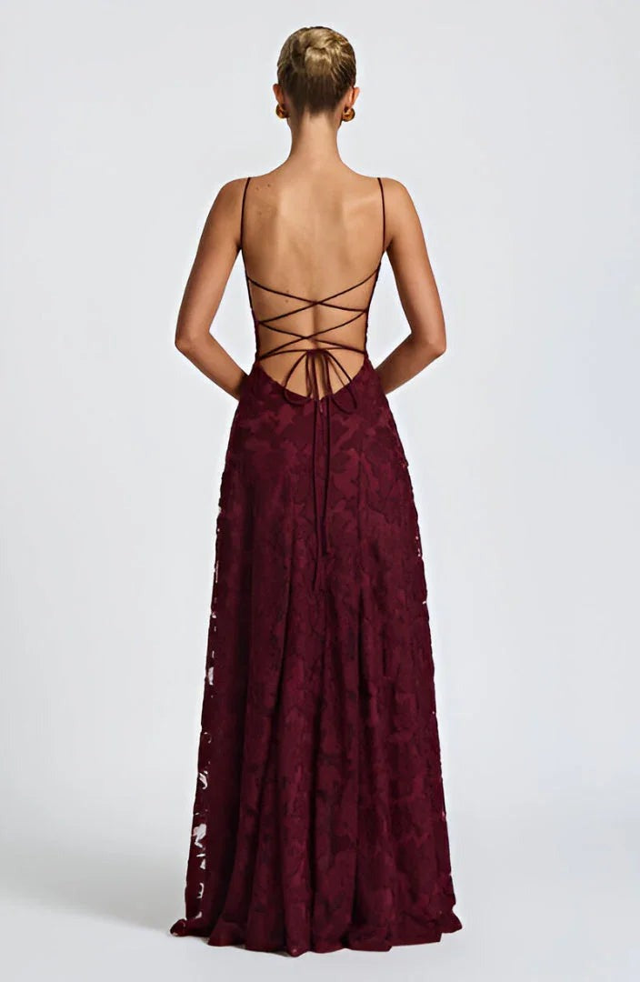Women's Maxi dress with thin straps and floral patterns - photo 7