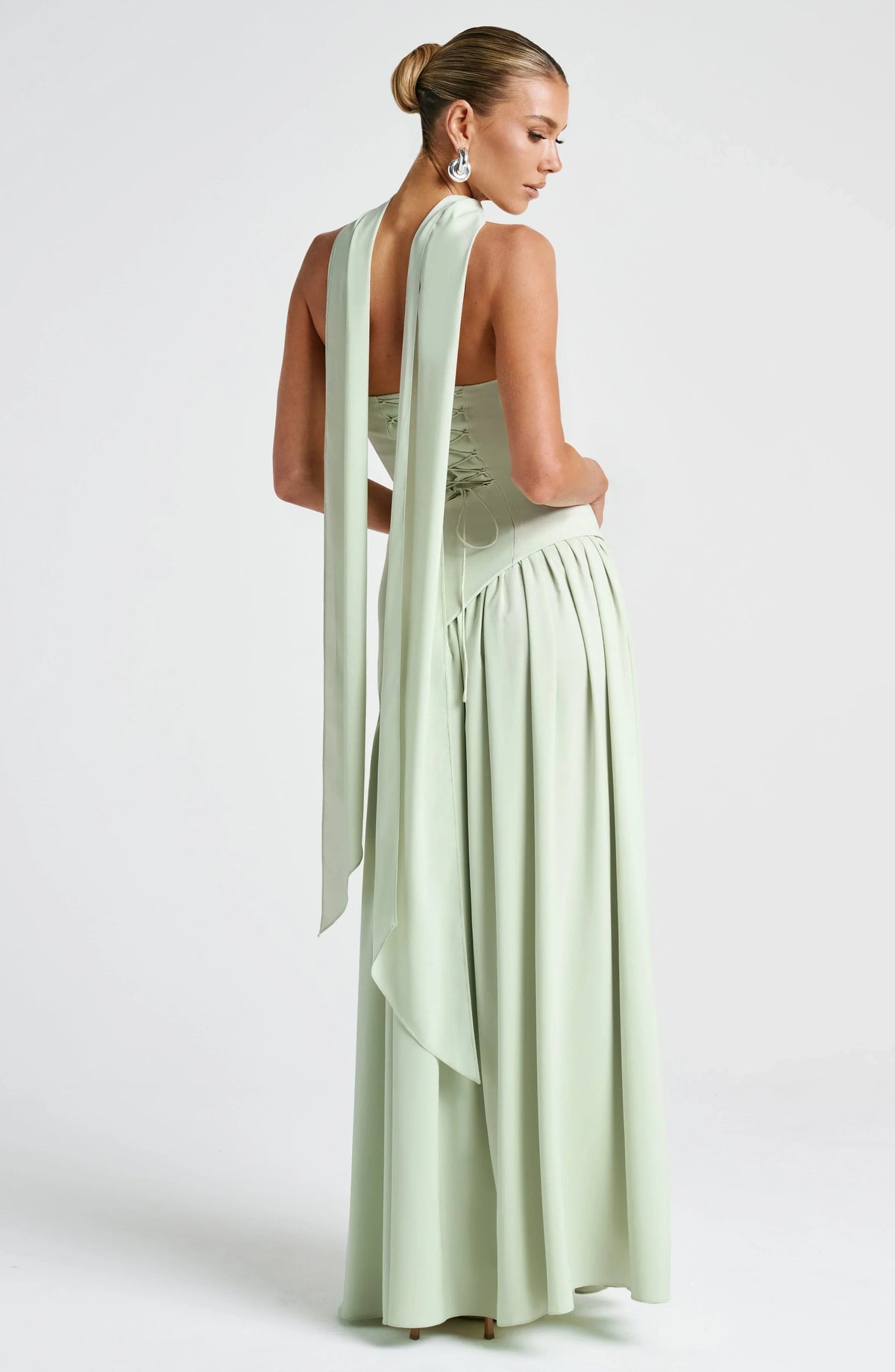 Bianca - Long strapless corset dress with scarf detail and high slit - photo 23