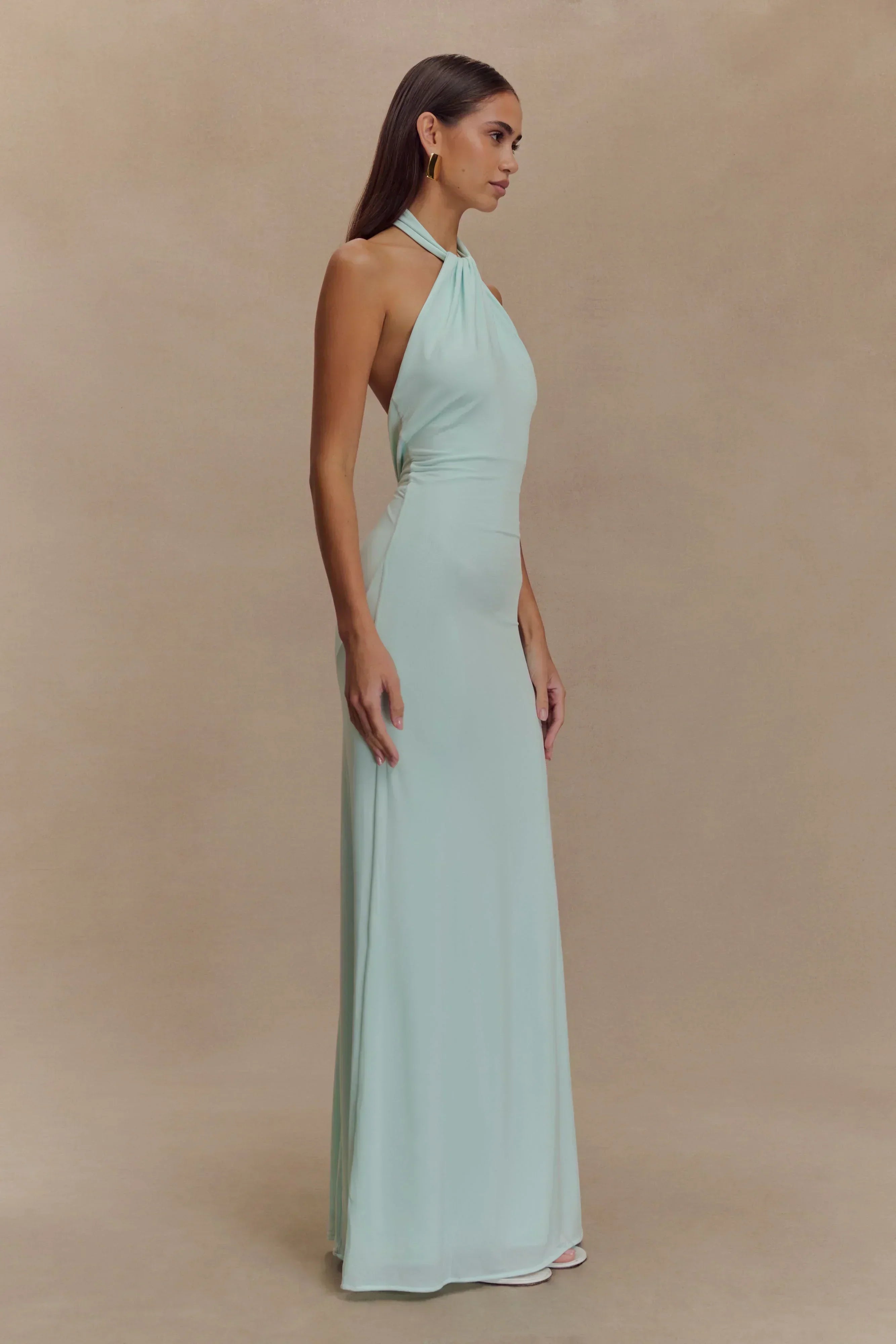 Women's Blue Wedding Guest Maxi Dress with Flattering Drape - photo 3