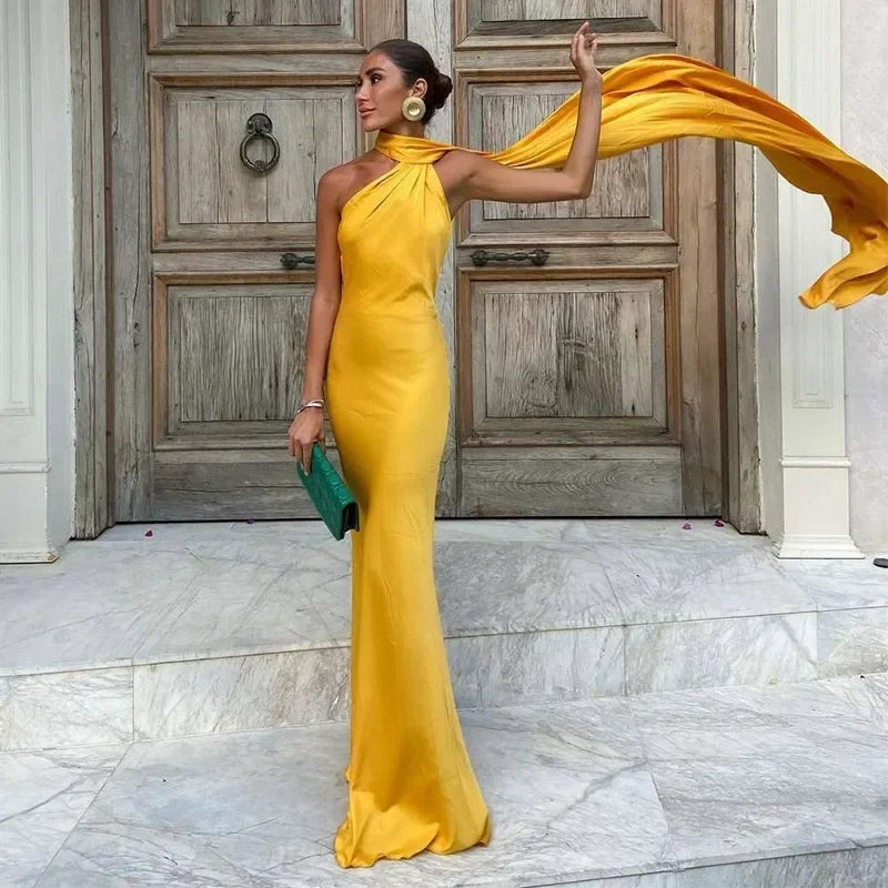 Women's draped one-shoulder Maxi dress - photo 6