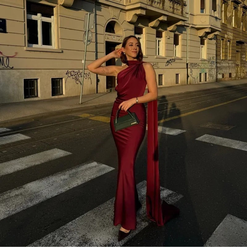 Women's draped one-shoulder Maxi dress - photo 1