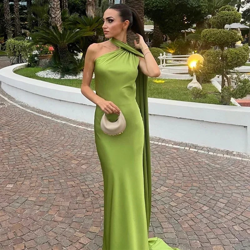 Women's draped one-shoulder Maxi dress - photo 9