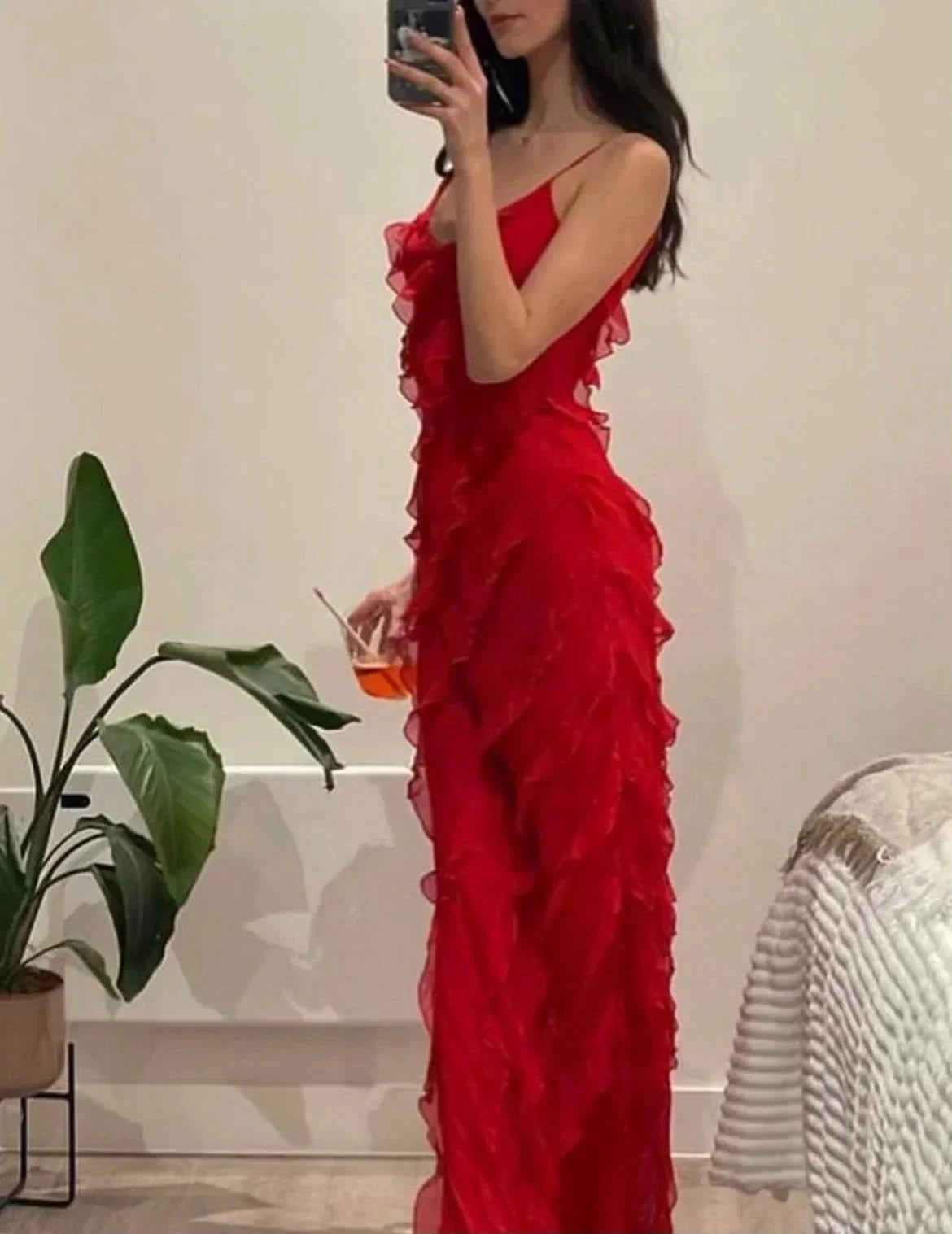 Ophelia - Women's long evening dress with straps and ruffles - photo 12