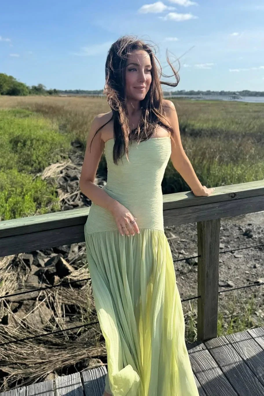 Women's green pleated Maxi dress - photo 7
