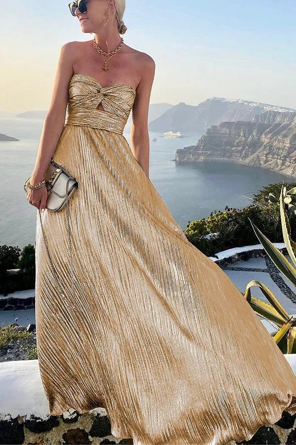 Zinnia - Women's strapless evening maxi dress with a shiny effect - photo 9