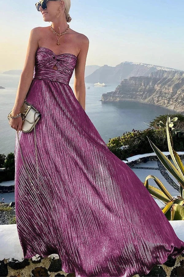 Zinnia - Women's strapless evening maxi dress with a shiny effect - photo 3