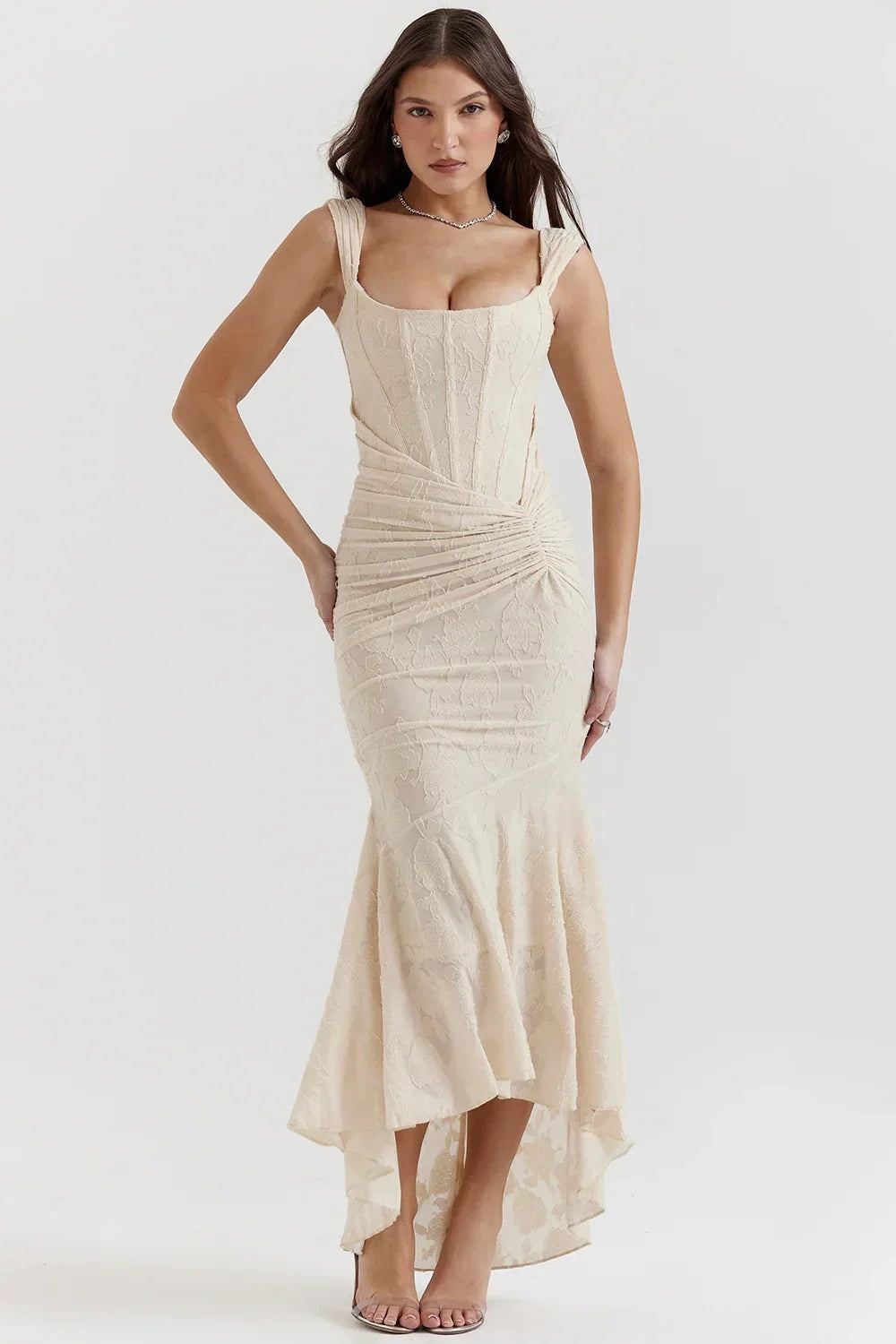 Aaliyah - Women's midi dress with floral pattern and wide straps - photo 26