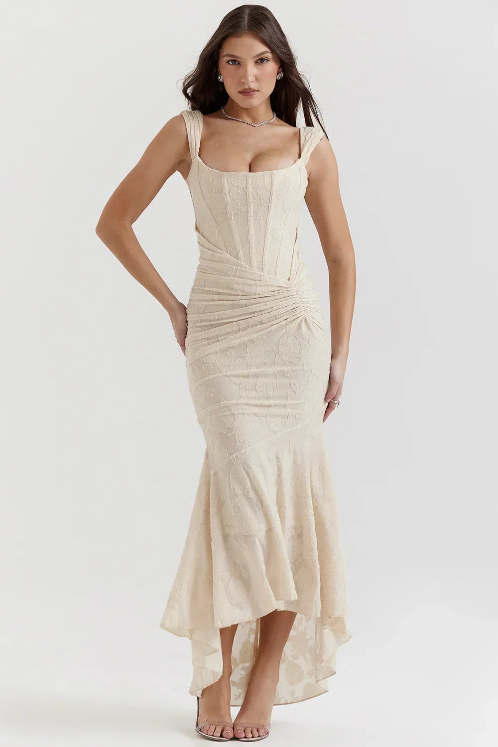 Aaliyah - Rochie midi cu imprimeu floral și bretele late, pentru femei