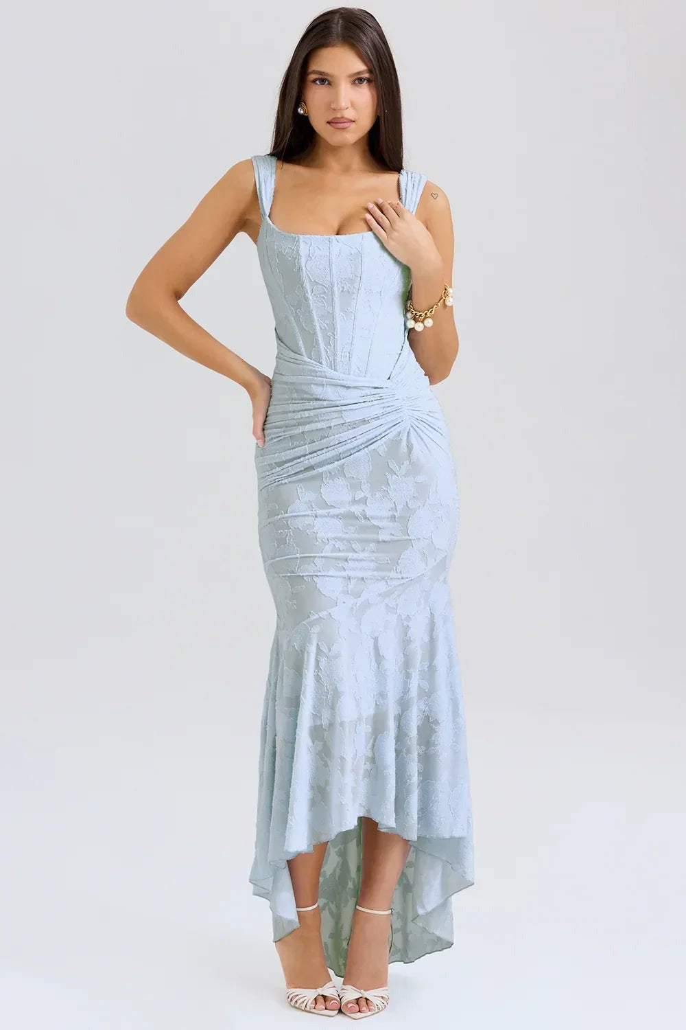 Aaliyah - Women's midi dress with floral pattern and wide straps - photo 8