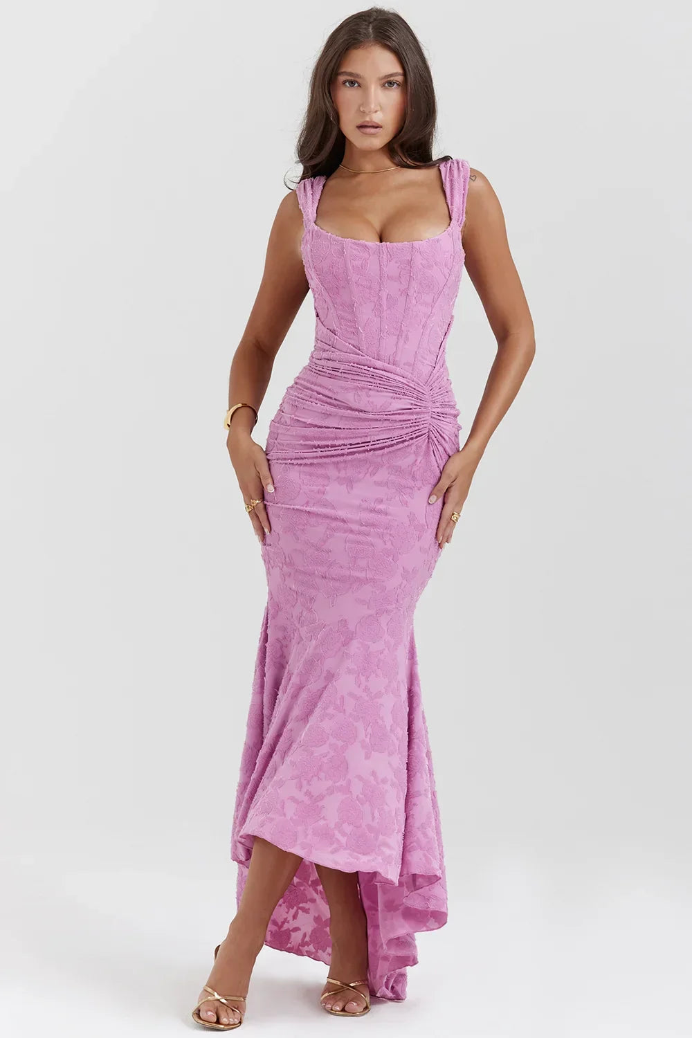 Aaliyah - Rochie midi cu imprimeu floral și bretele late, pentru femei
