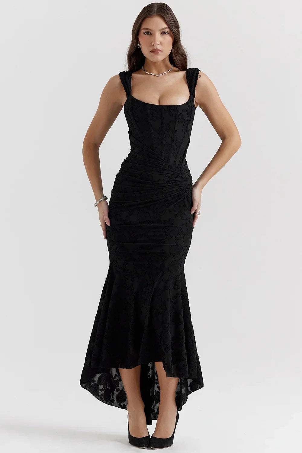 Aaliyah - Women's midi dress with floral pattern and wide straps - photo 5