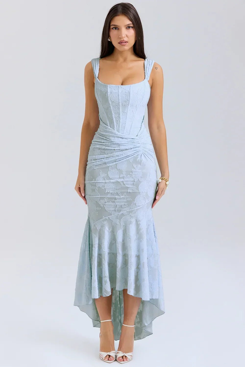 Aaliyah - Women's midi dress with floral pattern and wide straps - photo 1