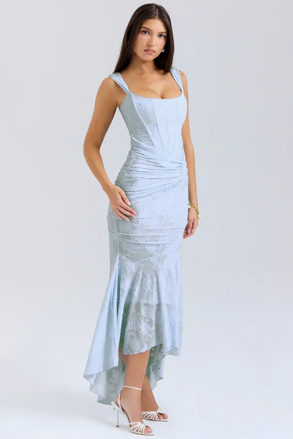 Aaliyah - Women's midi dress with floral pattern and wide straps - photo 11