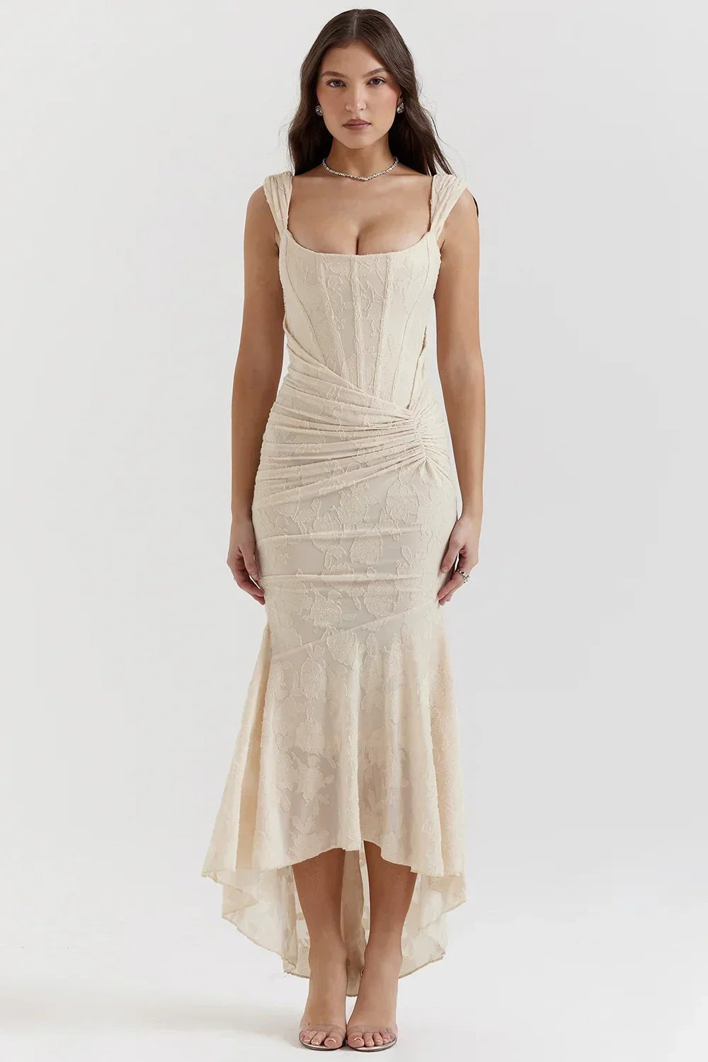 Aaliyah - Women's midi dress with floral pattern and wide straps - photo 6