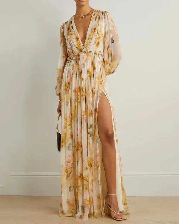 Women's Floral Wedding Guest Maxi Dress with Flattering Drape - photo 1