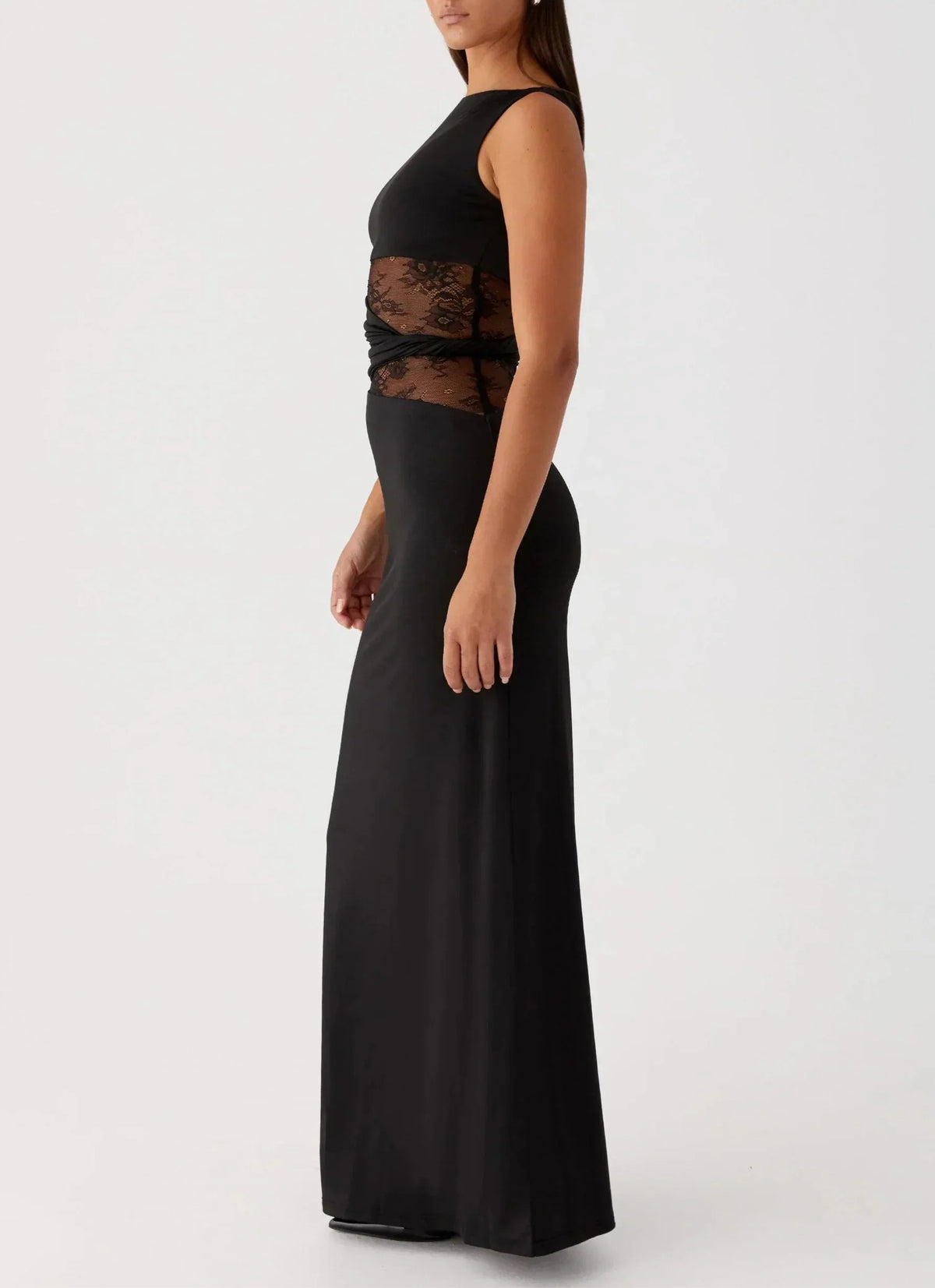 Ruby - Women's Long black dress with lace and cutouts - photo 2