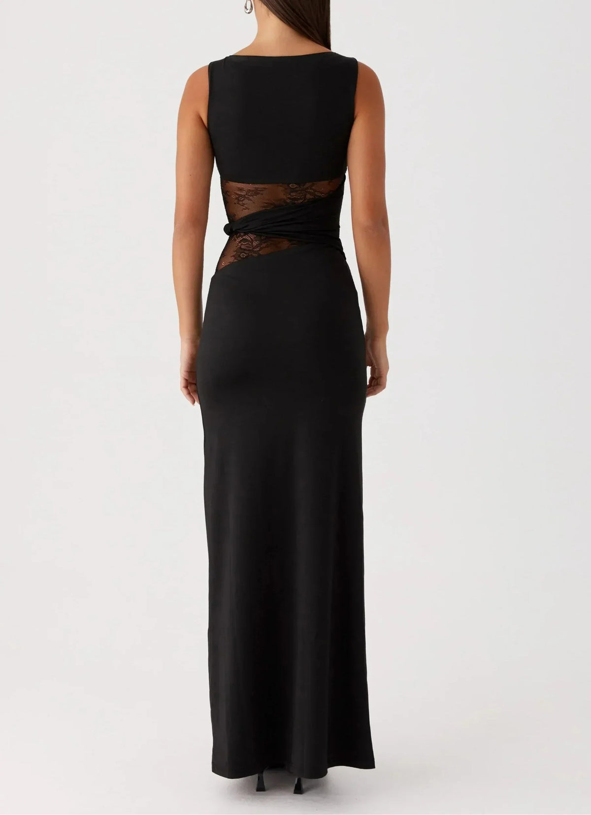 Ruby - Women's Long black dress with lace and cutouts - photo 3